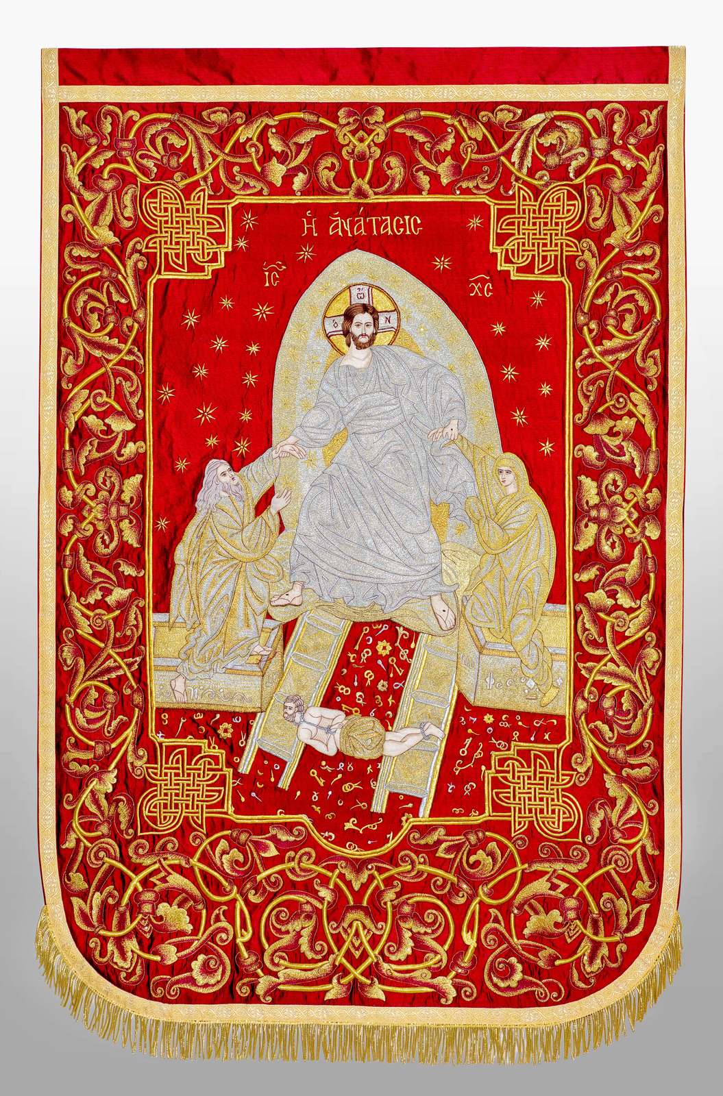 Bursa Resurrection Banner - Ruby with Gold Embroidery