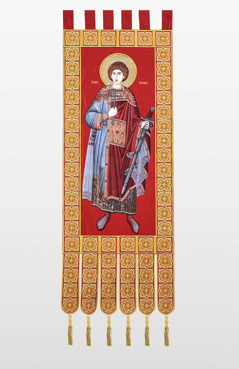 Tavna St. George Banner - Ruby with Gold Embroidery